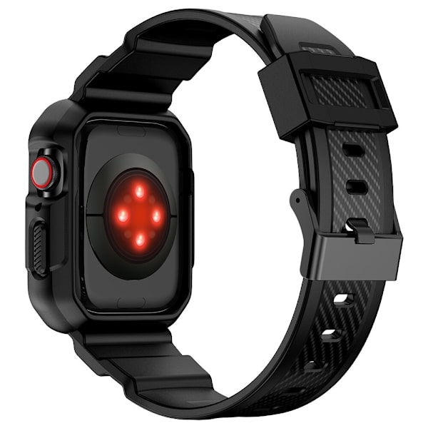 Kingxbar CYF106 2-i-1 pansret etui til Apple Watch SE 8, 7, 6, 5, 4, 3, 2, 1 (41, 40, 38 mm) med svart stropp