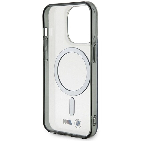 BMW BMHMP14XHCRS-deksel til iPhone 14 Pro Max 6.7 - gjennomsiktig hardt deksel Silver Ring MagSafe