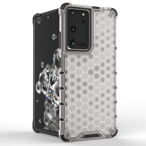 Honeycomb-lignende pansret deksel med gelramme for Samsung Galaxy S22 Ultra blå telefon