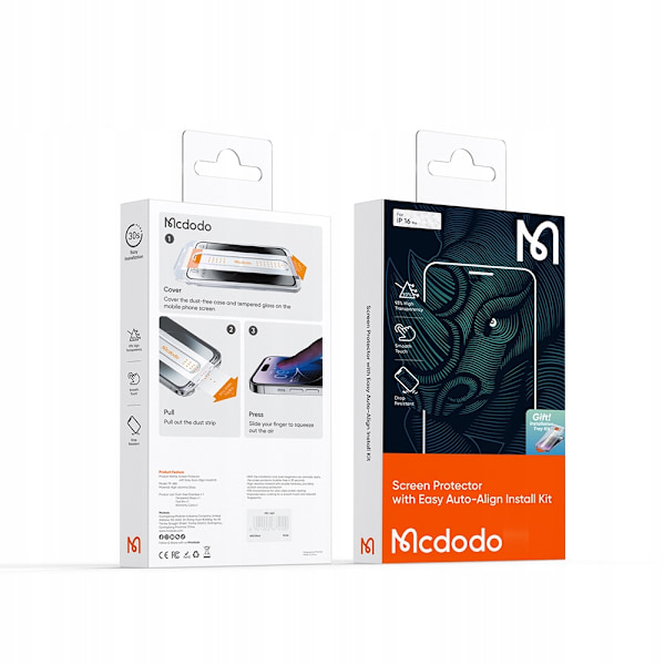 MCDODO EZ PASTE HÄRDAT GLAS FODRAL GLAS FÖR IPHONE 16 PRO