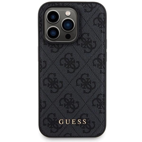 Guess 4G metalllogo-sett for iPhone 15 Pro Max + 5000mAh MagSafe Powerbank - svart