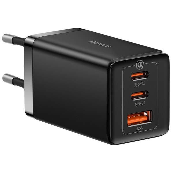 GaN hurtiglader 2xUSB C 1xUSB 65W Baseus GaN5 Pro + USB C - USB C 100W kabel - svart