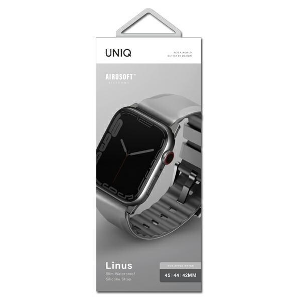 UNIQ Linus Apple Watch Series 4/5/6/7/8/SE/SE2/Ultra armbånd 42/44/45mm. Airosoft Silikongrå/krittgrå