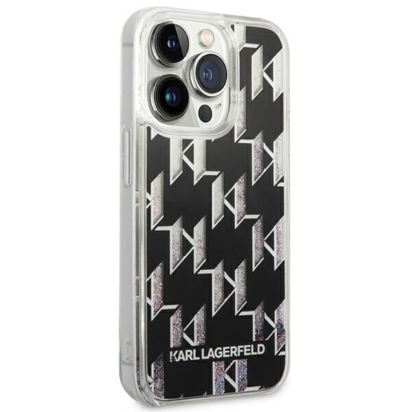 KARL LAGERFELD LIQUID GLITTER MONOGRAM COVER TIL IPHONE 14 PRO - SORT