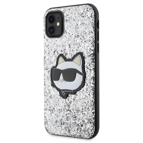 Karl Lagerfeld KLHCN61G2CPS Deksel til iPhone 11 / Xr - Sølv Glitter Choupette Patch