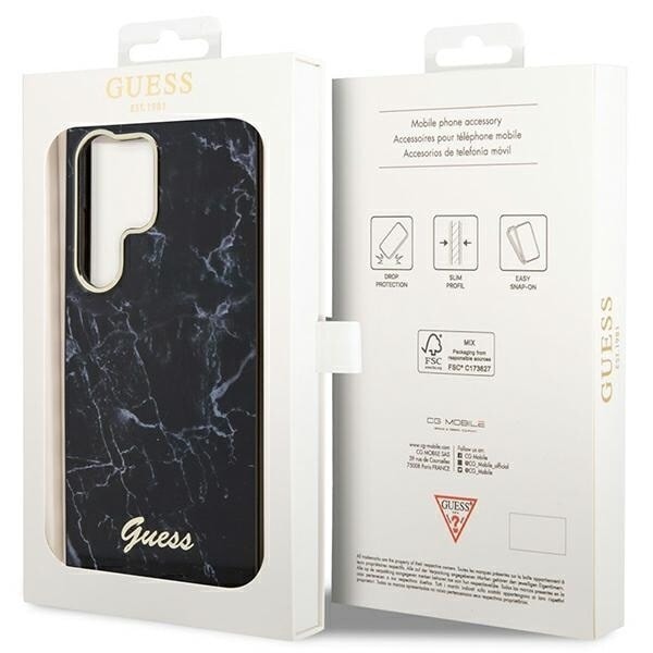 Guess GUHCS23LPCUMAK S23 Ultra S918 Veske - Svart marmor