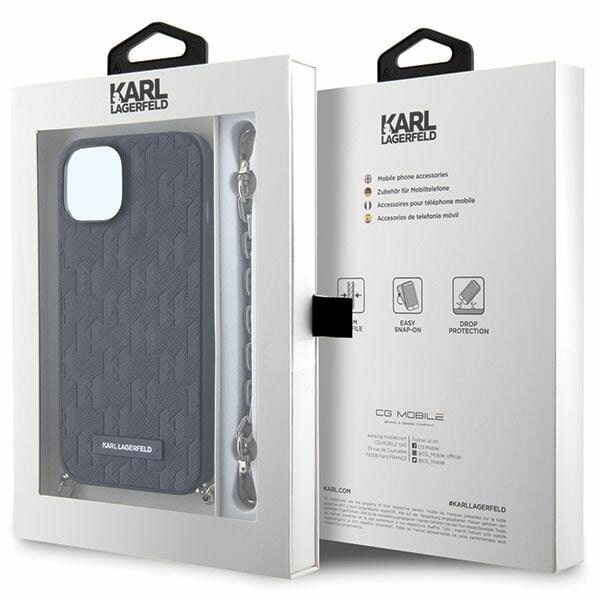 Karl Lagerfeld Saffiano Monogram Chain KLHCP14SSACKLHPK Deksel til iPhone 14 - Svart