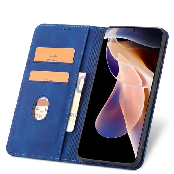 Magnet Fancy Case Case for Xiaomi Redmi Note 11 Card Wallet Protector? blå stativ