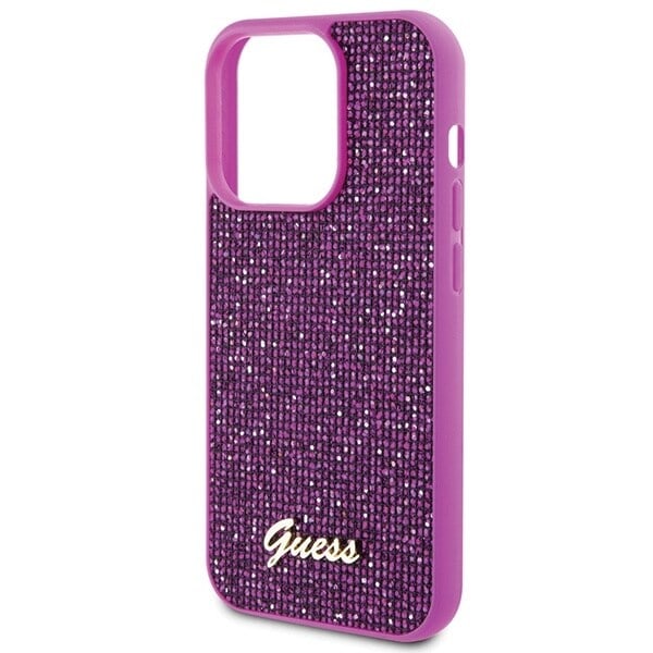 Guess Disco Metal Script-deksel til iPhone 15 Pro - rosa