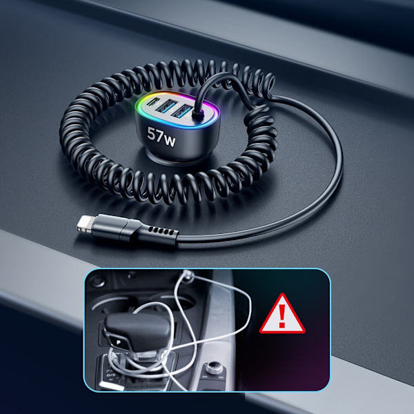 Joyroom hurtiglader 4 i 1 PD, QC3.0, AFC, FCP med Lightning-kabel 1,6m 57W svart (JR-CL20)