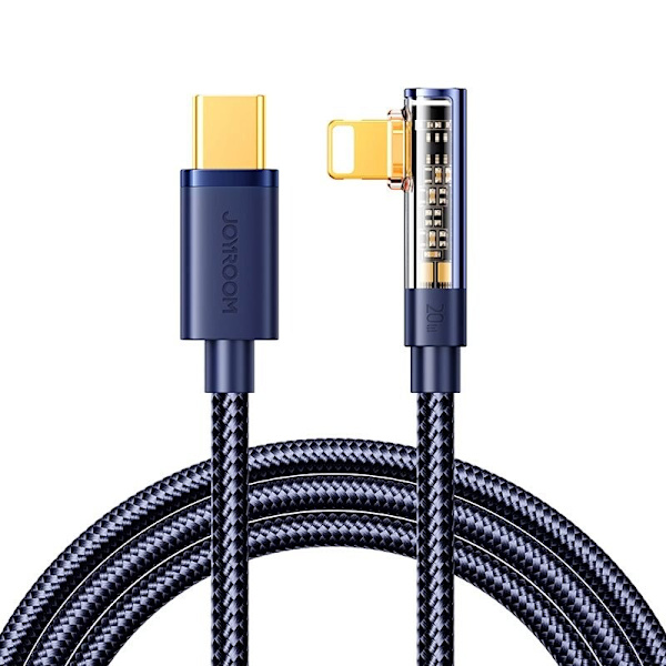 Joyroom S-CL020A6 Lightning-kabel vinklet - USB-C hurtiglading og overføring 20W 1,2 m - blå