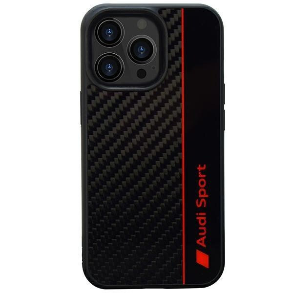 Audi Carbon Fiber Stripe-deksel til iPhone 13 Pro Max 6.7 - Svart AUS-TPUPCIP13PM-R8/D1-BK