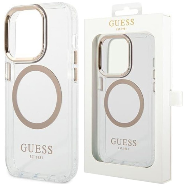 Guess GUHMP13MHTRMD iPhone 13 6.1 gull/gull hardt deksel Metal Outline Magsafe