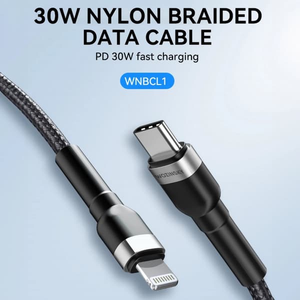 WOZINSKY WNBCL1 LIGHTNING / USB-C PD 30W KABEL 1 M - SORT