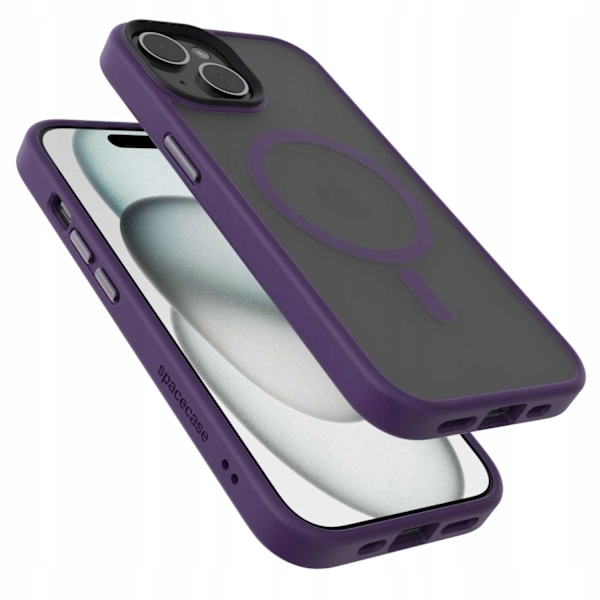 Spacecase Hybrid Fodral För Iphone 15 Plus Lila För Magsafe