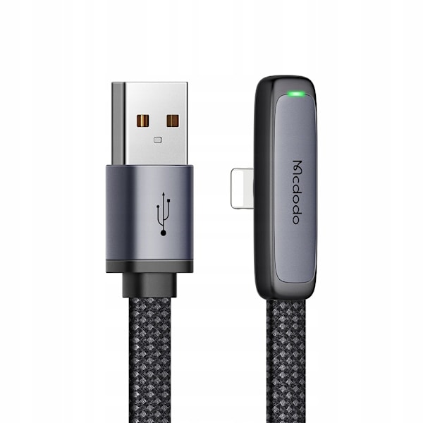 MCDODO ANGLE USB LIGHTNING PLATKABEL 36W IPHONE 12 13 14 SVART 1M