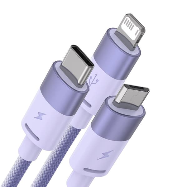 Baseus StarSpeed​​3-i-1-kabel USB-A - Micro-USB / Lightning / USB-C 3.5A 1.2m lilla
