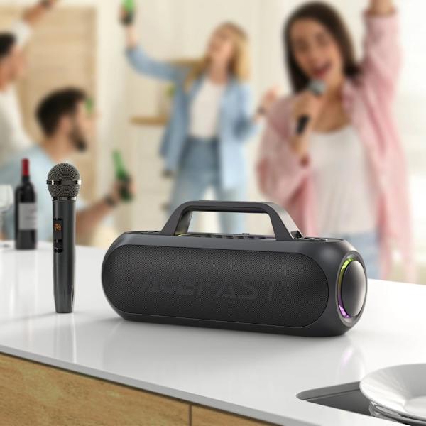 Acefast K1 trådlös karaokehögtalare med 2 mikrofoner - svart