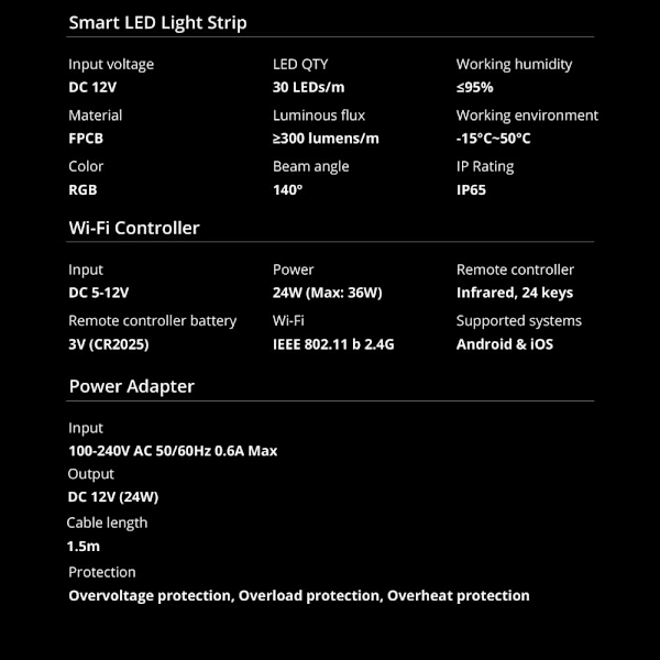 Sonoff L2-2M Kit Smart vanntett LED Strip 2m RGB fjernkontroll Wi-Fi strømforsyning