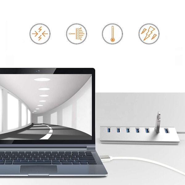 USB HUB SPLITTER PORT SPLITTER AKTIV STRÖM SNABB 7X USB 3.0