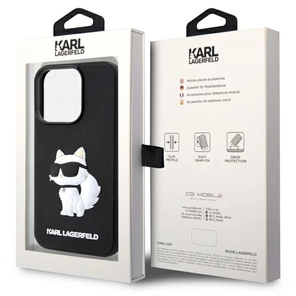 KARL LAGERFELD RUBBER CHOUPETTE 3D ETUI TIL IPHONE 14 PRO - SORT