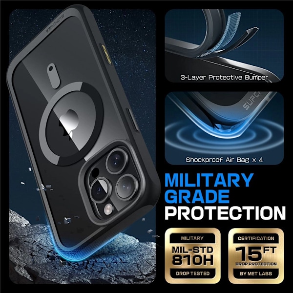 SUPCASE UB MAG ETUI MED MAGSAFE TIL IPHONE 16 PRO - SORT