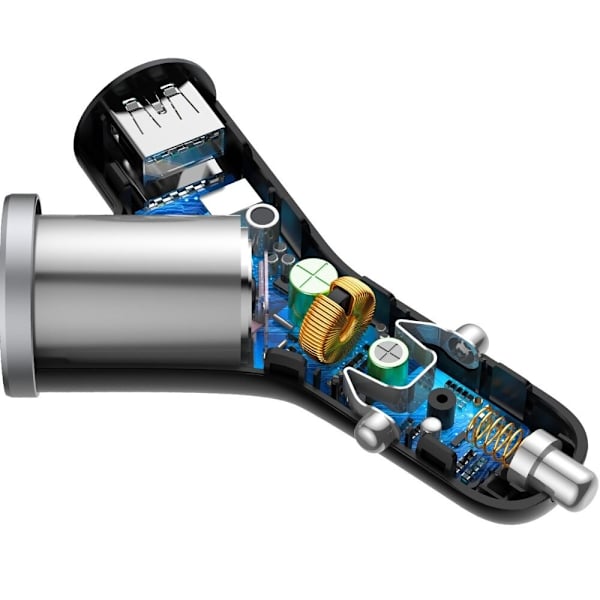 Baseus Y Type Billader billader 2x USB + sigarettennertilkobling 3,4A svart (CCALL-YX01)