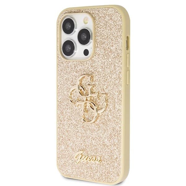Guess GUHCP14LHG4SGD-deksel til iPhone 14 Pro - Gull Glitter Script Big 4G