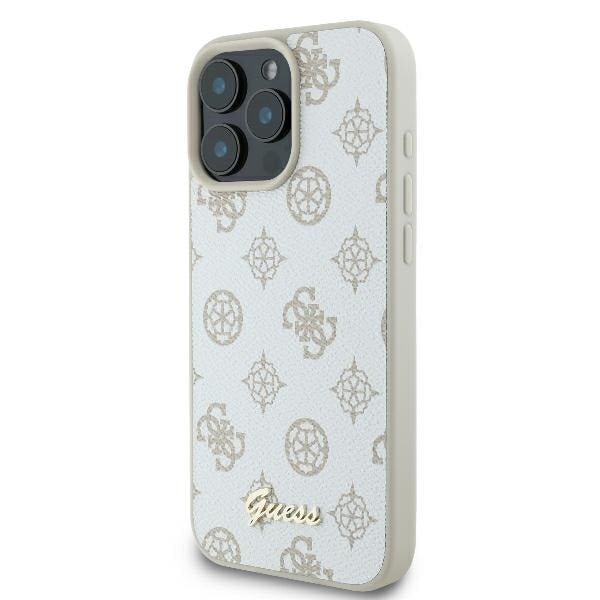 Guess GUHMP16LPGPYSH iPhone 16 Pro 6,3" vit/vit hårdfodral Peony Script Logo MagSafe