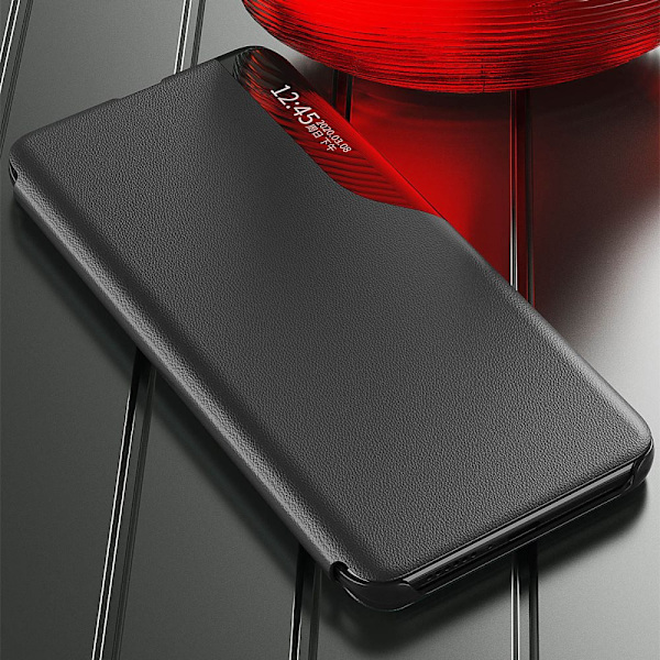 ECO LÆDER VIEW CASE TIL SAMSUNG GALAXY A54 5G MED FLIP STAND, SORT