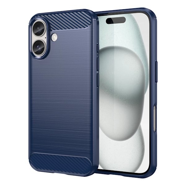 CARBON CASE SILIKONE ETUI TIL IPHONE 16 - BLÅ