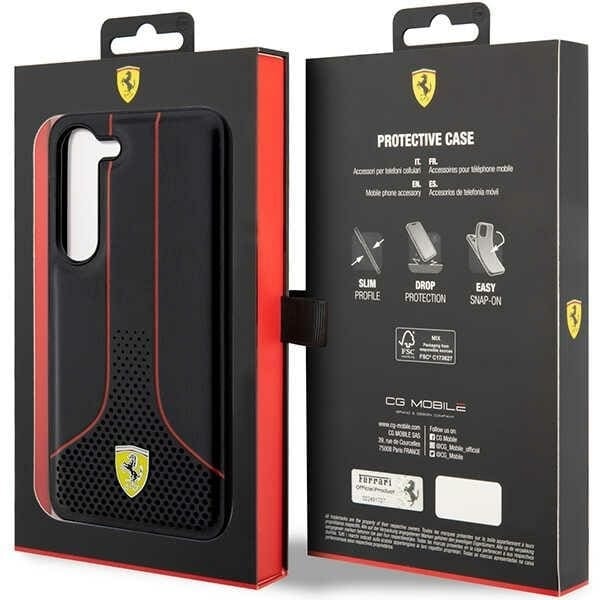 FERRARI PERFORATED 296 P COVER TIL SAMSUNG GALAXY S23+ - SORT