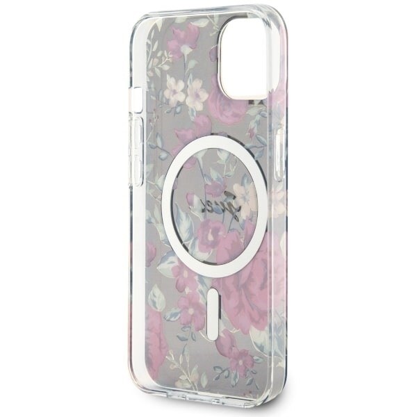 Guess GUHMP14SHCFWSA-deksel til iPhone 14 grønt/khaki hardt skall Flower MagSafe