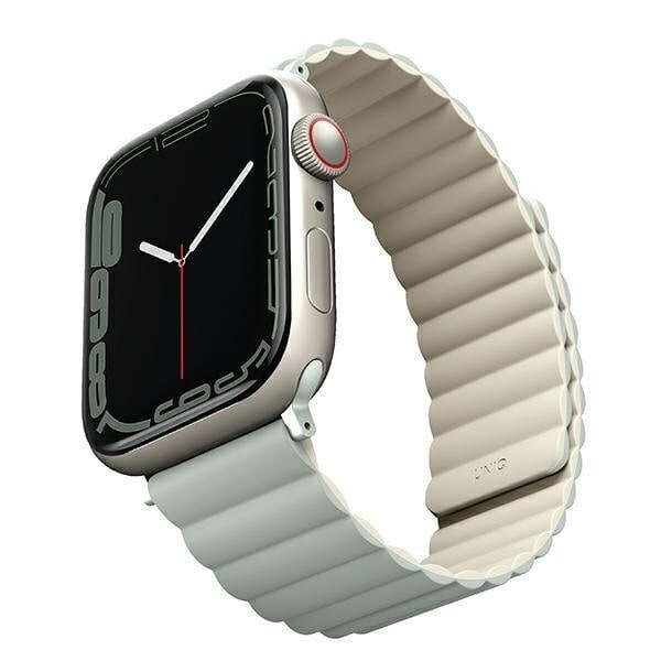 UNIQ armbånd Revix Apple Watch Series 4/5/6/7/8/SE/SE2 38/40/41 mm. Vendbar Magnetisk grønn-beige/salvie-beige