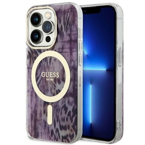 Guess GUHMP14XHLEOPWP-deksel til iPhone 14 Pro Max 6.7 - Rosa Leopard MagSafe