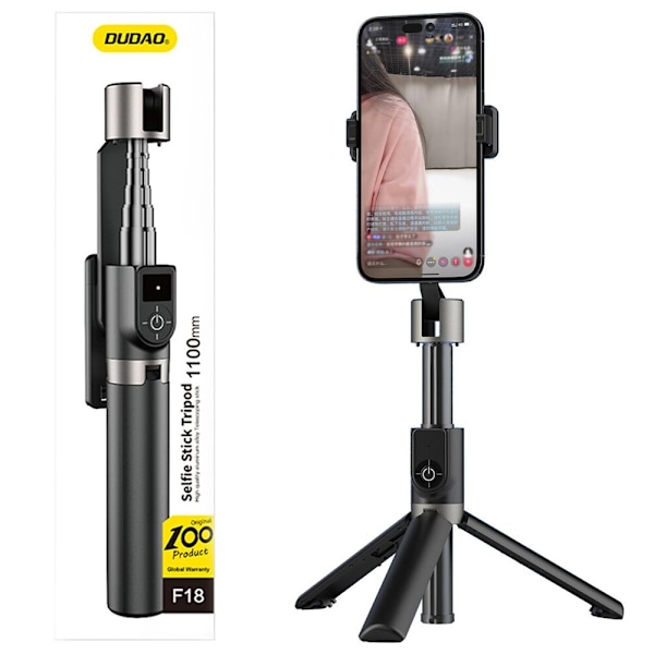 DUDAO SELFIE STIK / TELESKOPISK STAND MED STIV SORT Sort
