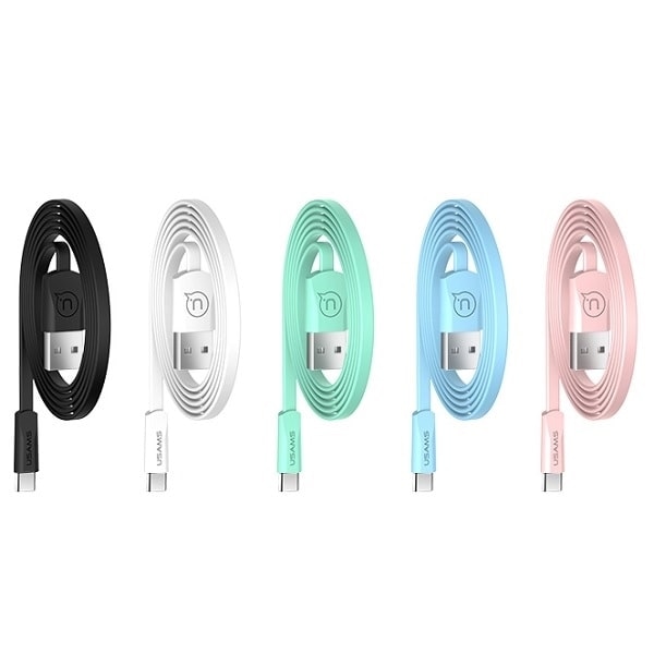 USAMS U2 USB-C platt kabel 1,2 m vit/vit SJ200TC02 (US-SJ200)