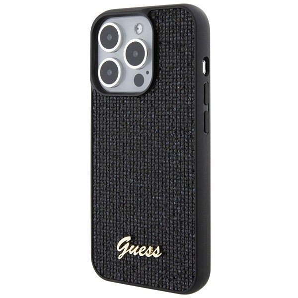 Guess Disco Metal Script-deksel til iPhone 15 Pro - svart