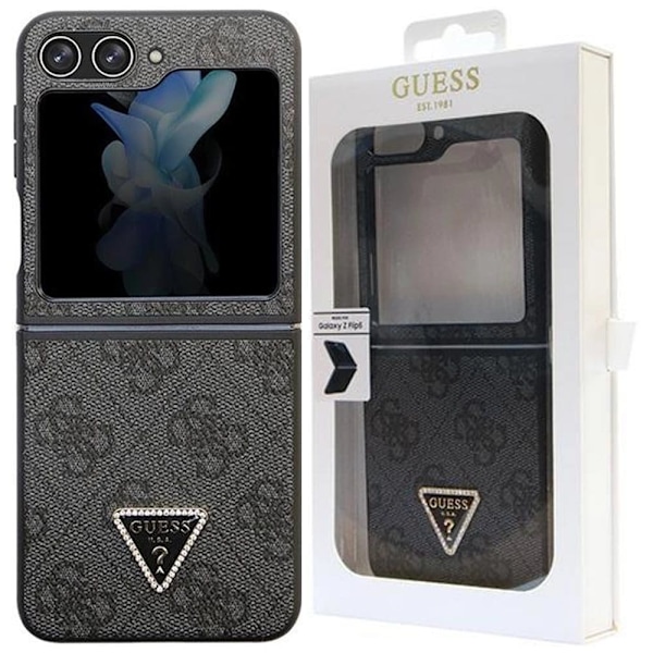 Guess Leather 4G Diamond Triangle Case for Samsung Galaxy Z Flip 5 - Svart