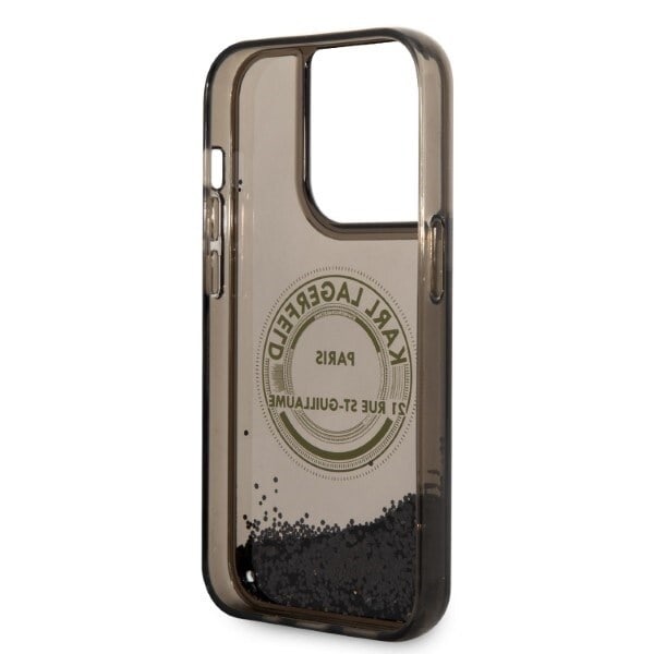 KARL LAGERFELD LIQUID GLITTER RSG ETUI TIL IPHONE 14 PRO - SORT