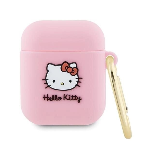 Hello Kitty Silikon 3D Kitty Head Case for AirPods 1/2 - Rosa