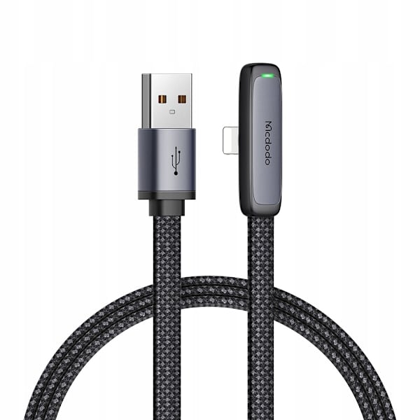 MCDODO ANGLE USB LIGHTNING PLATKABEL 36W IPHONE 12 13 14 SVART 1M