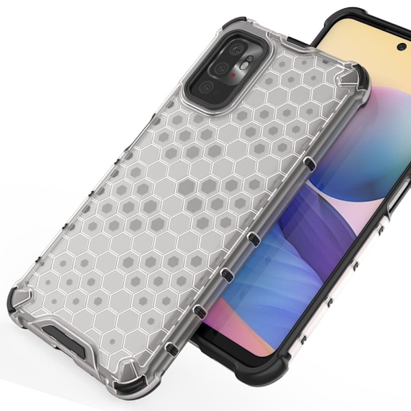 Honeycomb Armored Case med gelramme for Xiaomi Redmi Note 10 5G / Poco M3 Pro Transparent