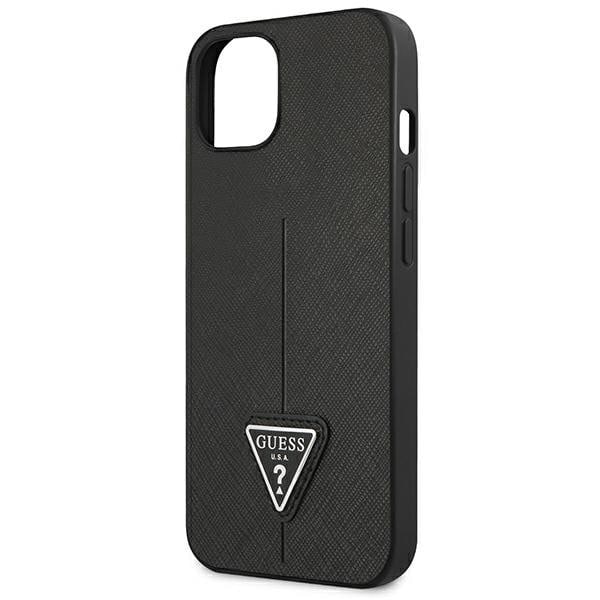 Guess GUHCP14MPSATLK iPhone 14 Plus 6.7 svart/svart hardt deksel SaffianoTriangle Logo