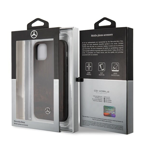 MERCEDES WOOD LINE ROSEWOOD COVER TIL IPHONE 11 PRO - BRUN