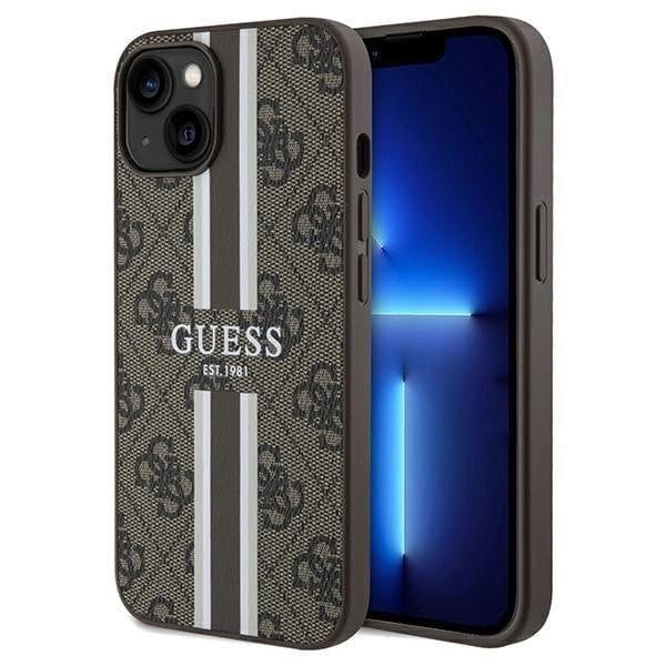 Guess 4G Printed Stripes MagSafe-deksel til iPhone 15/14/13 - Brun