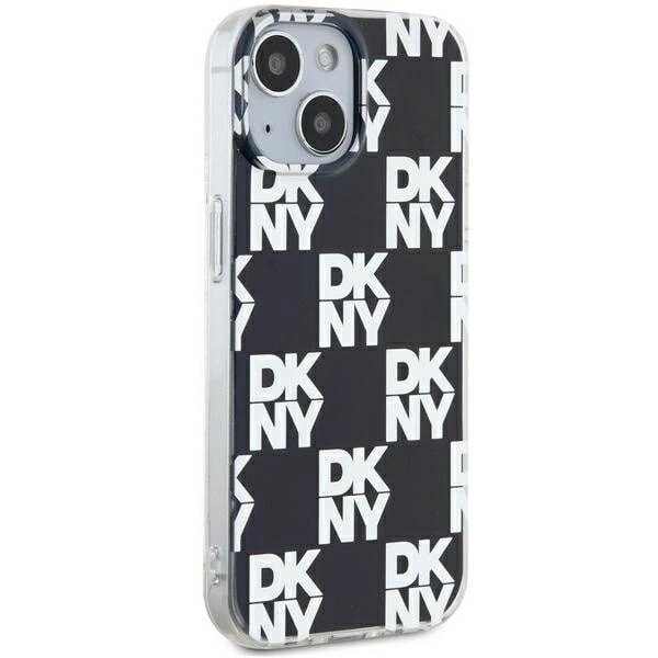 DKNY IML rutete monomønster-deksel for iPhone 15 Plus / 14 Plus - Svart