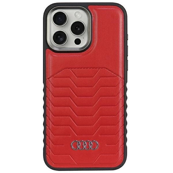 AUDI SYNTETISK LÆDER TASKE MED MAGSAFE TIL IPHONE 14 PRO MAX - RØD