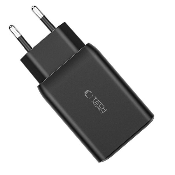 TECH-PROTECT C65W 3-PORTS STRØMLADER PD65W/QC3.0 SVART