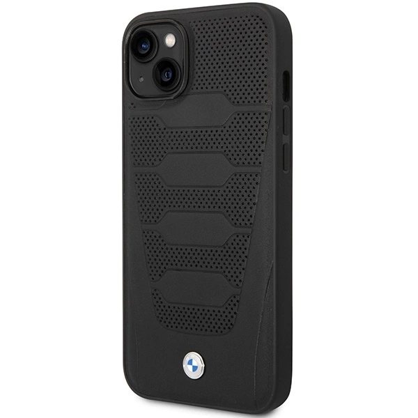 BMW LEATHER SEATS PATTERN ETUI TIL IPHONE 14 - SORT
